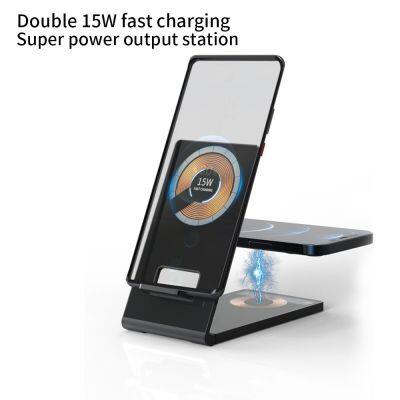 Foldable Ultra-Slim Transparent 3 In 1 Portable Magnetic Wireless Fast Charger photo-3