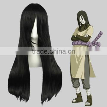 High Quality 70cm Long Straight Bleach-Kuchiki Byakuya Black Synthetic Anime Wig Cosplay Hair Wig Party Wig