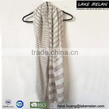 100% Polyester Lady's Woven Scarf With Striped Print For Lady