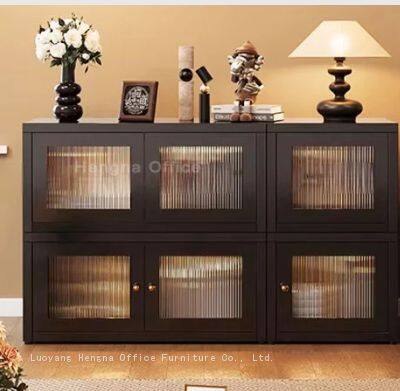 Armoire à livres en verre fermée avec étagères multi-couches et bords arrondis sûrs – Parfaite pour le rangement de la salle de séjour et les espaces de bureau