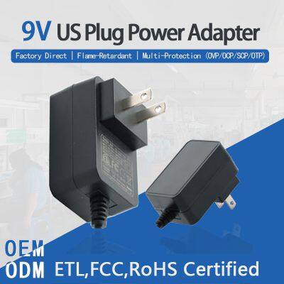 US Plug 9V Power Adapter, ETL,FCC, ROHS Certified, Charger, 1A, 2A, 3A, 4A, 5A, DC Power Cord photo-1