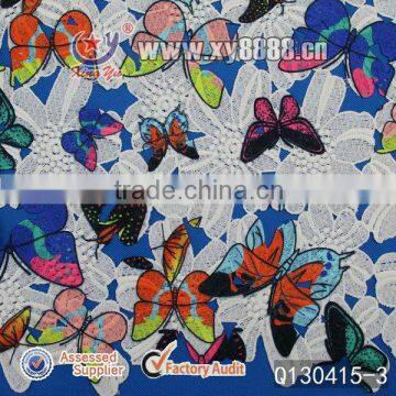 2014 hot sale printed butterfly lace fabric