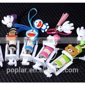 Poplar Pro cute cartoon mini wired selfie stick