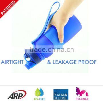 New 650ml/22oz Collapsible, Rollable Silicone Water Bottle With Screw Cap, BPA Free, Up to LFGB Standard photo-6