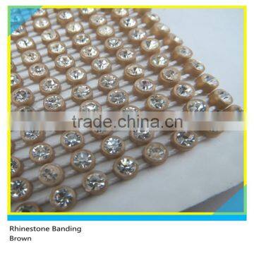 Plastic Rhinestone Banding Trim Sew on Ss6 2mm Crystal Brown Banding 10 Yards