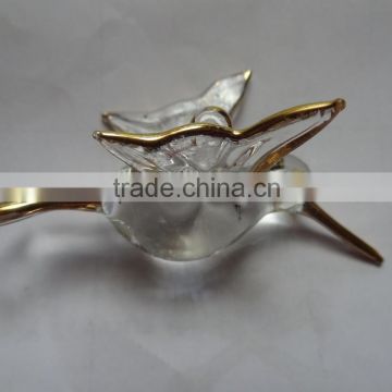 glass humming bird with gold work