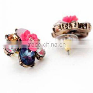 Wholesale Woman Fashion Crystal Earring Flower Diamond Stud Earrings photo-3