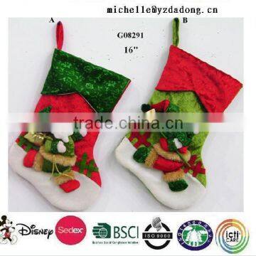 High Quality Plush Christmas Socks/kids christmas socks/red Plush Christmas Sock For Xmas Decoration