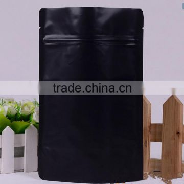 Wholesale Aluminum foil matt black coffee bag/ 4 side seal reusable coffee bag with zipper