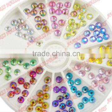 2015 NEW Arrvial 1.5MM/2MM/3MM AB Color 600pcs 12 Colors Nail Art rhinestones Decoration For UV Gel Acrylic Systems