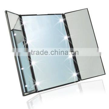 New Arrival Tri-Fold Mirror Travel Mirror Compact Pocket Mirror Makeup With LED photo-2