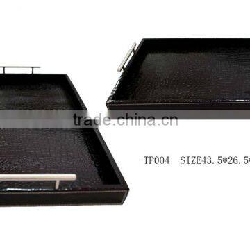 Luxury wooden leather tray for hotel serving