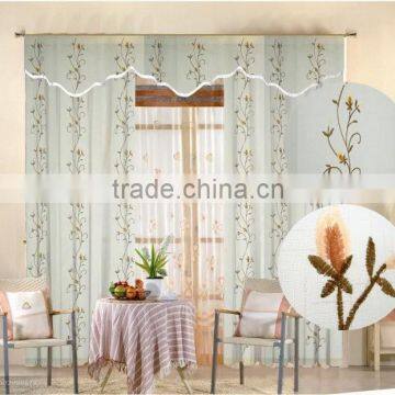 2015 hot sale linen look classic designer embroidered curtain