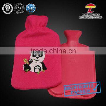 2000ml rubber hot water bottle with panda fleece cover