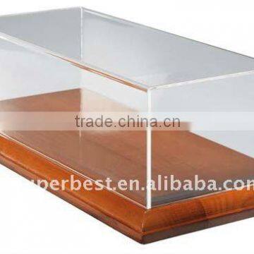 High quality acrylic display box with a wooden base and clear cover