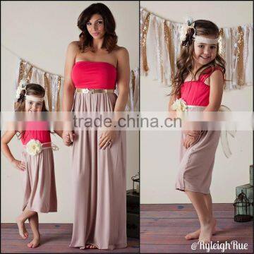 2015 Factory Made Long Sleeve Mom Love me Fashion Design of Baby Girls Long Dress and Mother and Children Maxi Dress photo-2