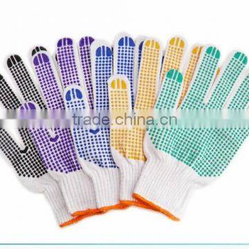 10 gauge bleached white cotton knitted working glove with PVC dots/PVC dotted working hand glove