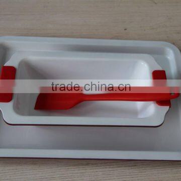 loaf pan and rectangle pan with silicone handle baking pan set