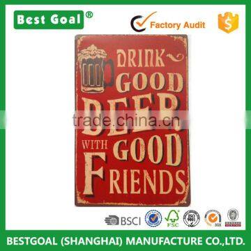 Drink Good Beer with Good Friends Vintage Tin Sign Wall Decor 20 X 30 Cm