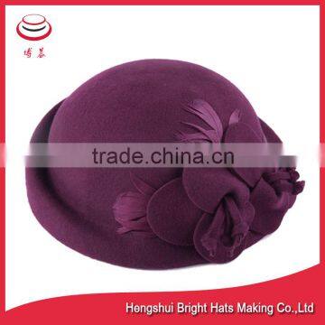 Fashionable Felted Wool Beret Hat With Flower photo-3