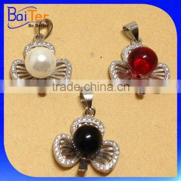 Elegant Flower Shaped 925 Sterling Silver Large Garnet Pendant