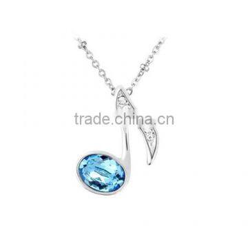 Crystal Pendant Necklace Oval Shaped Blue Crystal