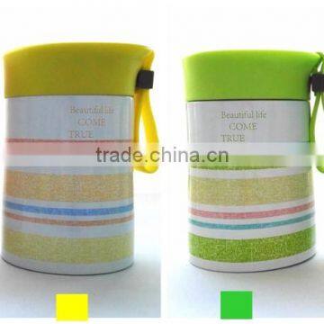 wholesale 2015 newest colorful striped design 500ml thermos soup container keep warm lasting