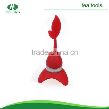 Stainless steel tea tool with maple leafs hape silicone handle & tray.