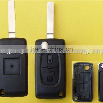 Remote key shell for peugeot custom car flip key shell 2 button 307 no groove