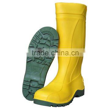 Yellow PVC rain shoes with steel toe,safety rain boots