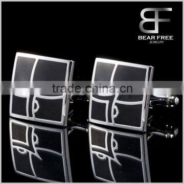 Classic Style Black Square Cufflinks Enamel For Mens and boys