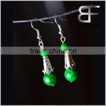 Wholesale Retro Jewelry Green Beads Drop Earrings for Women