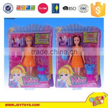 Diy dress-up doll hot sale diy funny change plastic cloth diy dress girl doll toys