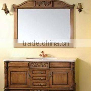 Big size bathroom vanity top with single sink and with attached mirror