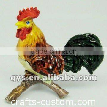 Terne Metal Rooster Shape Jewelry Box