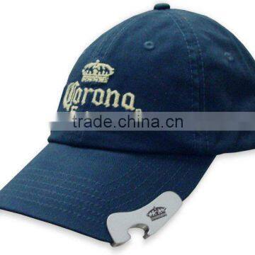 100% cotton baseball cap with built in beer bottle opener