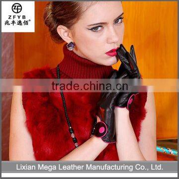 High quality cheap custom Fashion Ladies Leather Gloves With Genuine Sheepskin