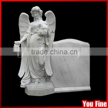 Flower Carved Angel Granite European Style Tombstone