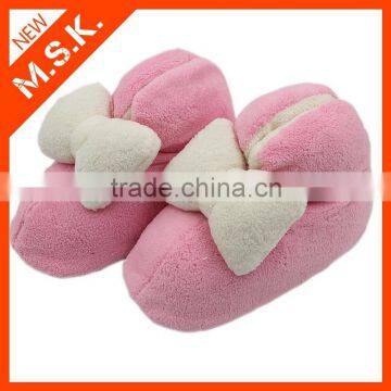 Super soft closed-heel winter bowknot baby indoor slipper boots