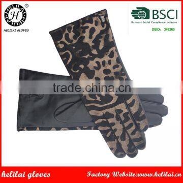 Helilai Customized Leather Gloves Python and Leopard Printed Suede Leather Gloves Classical Winter Ladies Gloves