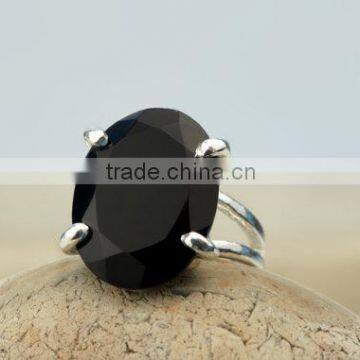 Black Onyx Cabochon Gemstone Ring photo-2