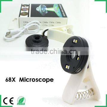 Microscope Magnification Universal Clip LED Pocket Mini Jewellery Magnifier Glass Loupe Eye Lens for IPhone Samsung