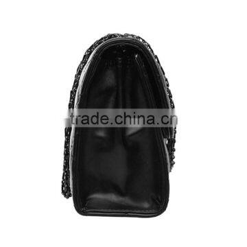Leather Handbag Ladies China Supplier Crossbody Bags Black Iron Chain Shoulder Bags photo-3