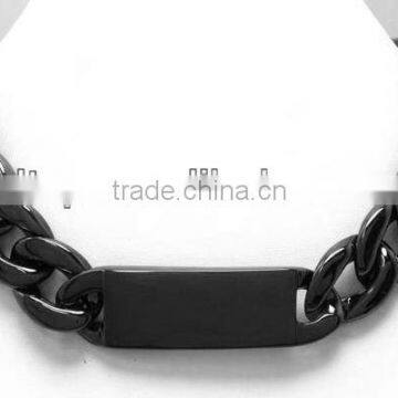 TN263 Stainless Steel Black ID Necklace-curb chain