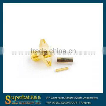 sma jack 4 hole flange mount Crimp Jack Flange Connector for RG316