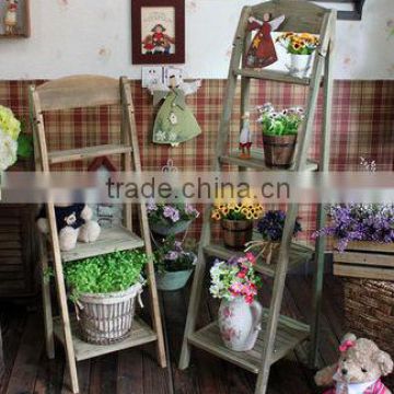 4 Chinese manufacturing ~ Zakka pastoral style solid wood furniture -storage rack - flower - wood - storage rack