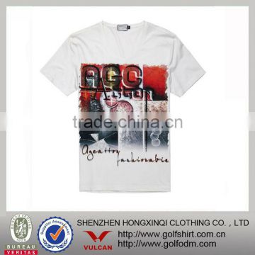 Hot selling combed cotton advertising crewneck t shirt with screen print logos