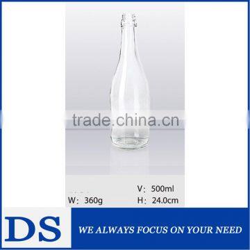 Hot selling 500ml clear champagne glass bottle/ wine glass bottle