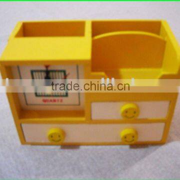 2014 wooden educational toy mini cabinet toy with clock and drawer for children's pretend play