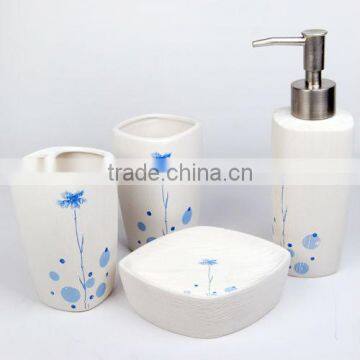 morden design ceramic decal floral bathroom set